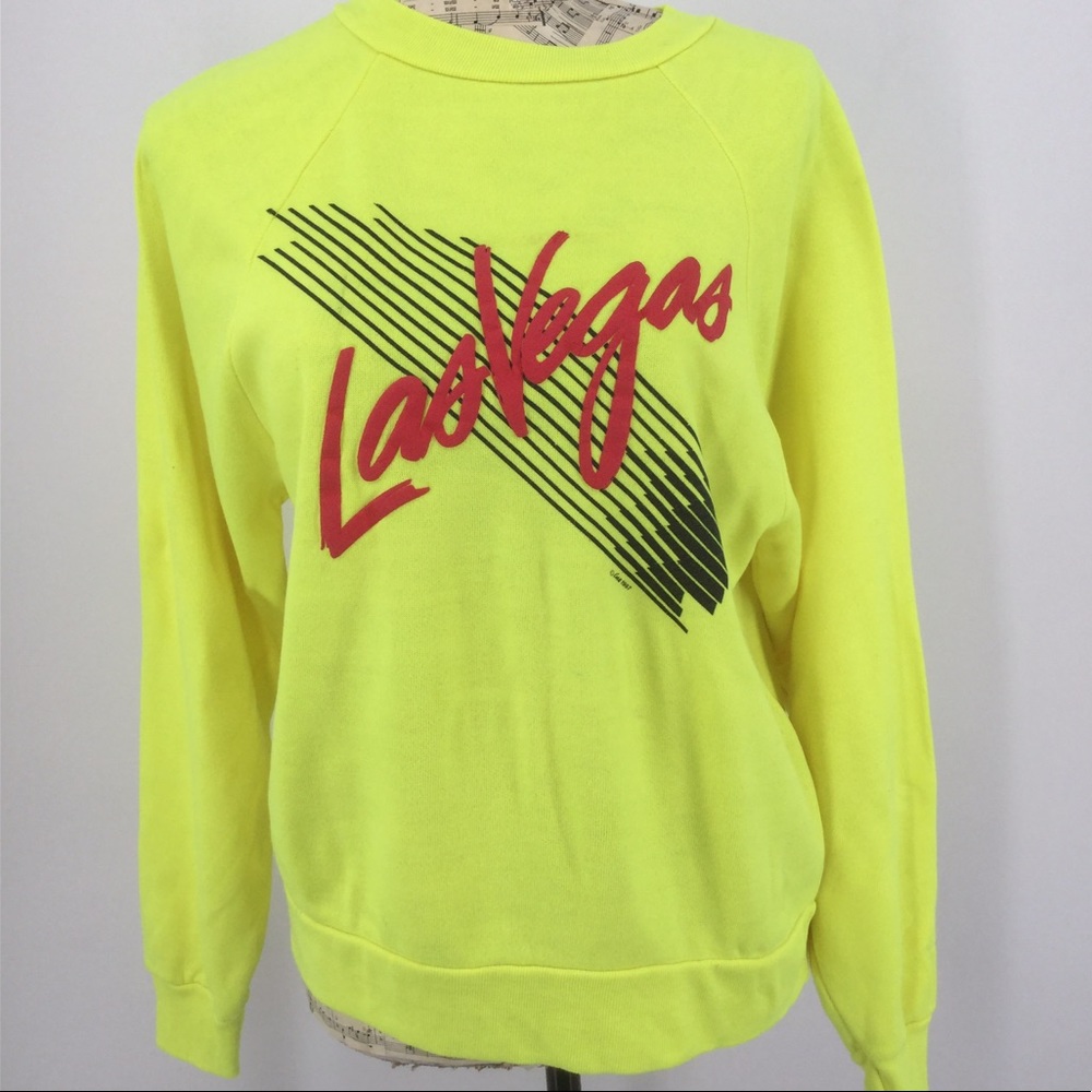 1987 Med.Fluorescent Las Vegas Embossed Sweatshirt
